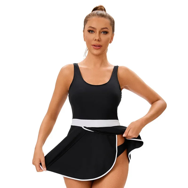 Swimwear Women's Solid Block Color Two Pieces Swimsuit Backless Skirted Beachwear for Beach Vacation Sport Wear