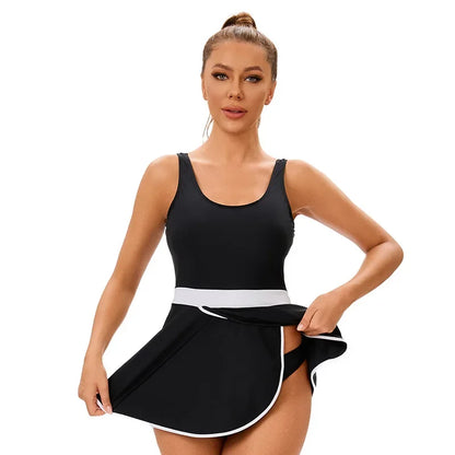 Swimwear Women's Solid Block Color Two Pieces Swimsuit Backless Skirted Beachwear for Beach Vacation Sport Wear