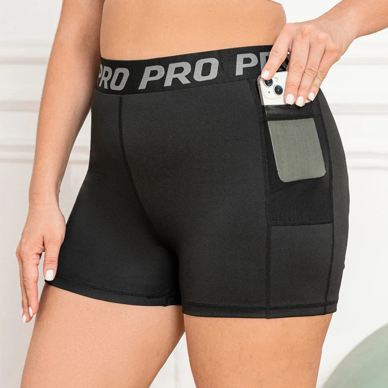 Plus Size Biker Shorts with Pockets for Women High Waisted Workout Tummy Control Gym Running Athletic Yoga Short