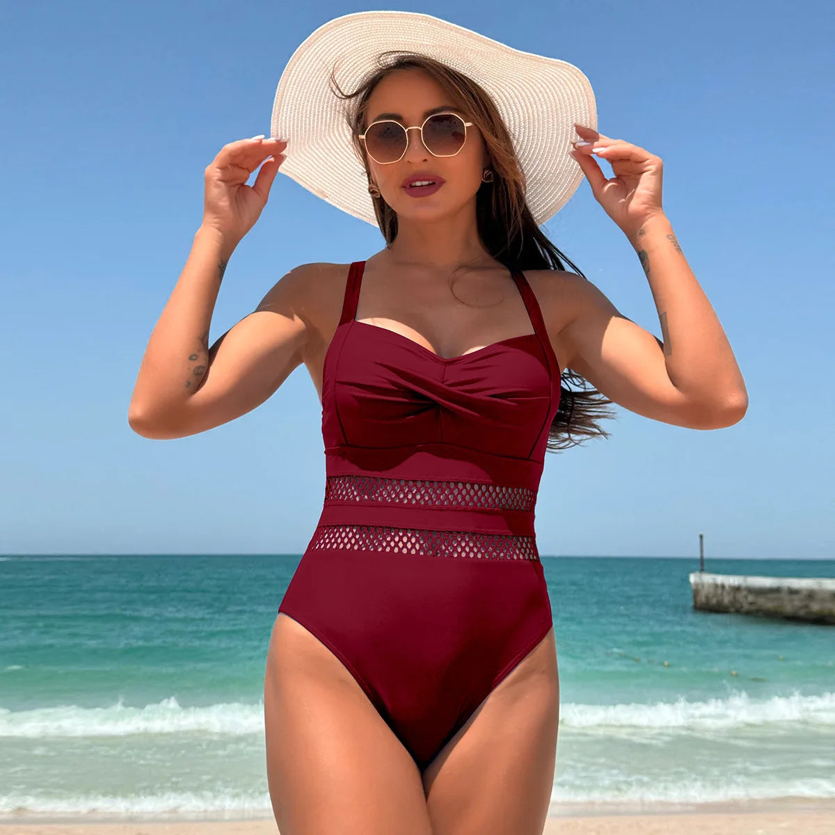 Summer Solid One Piece Swimsuits Closed Women Swimwear Push Up Swimming Wear Body Bathing Suits Beachwear Pool Bather