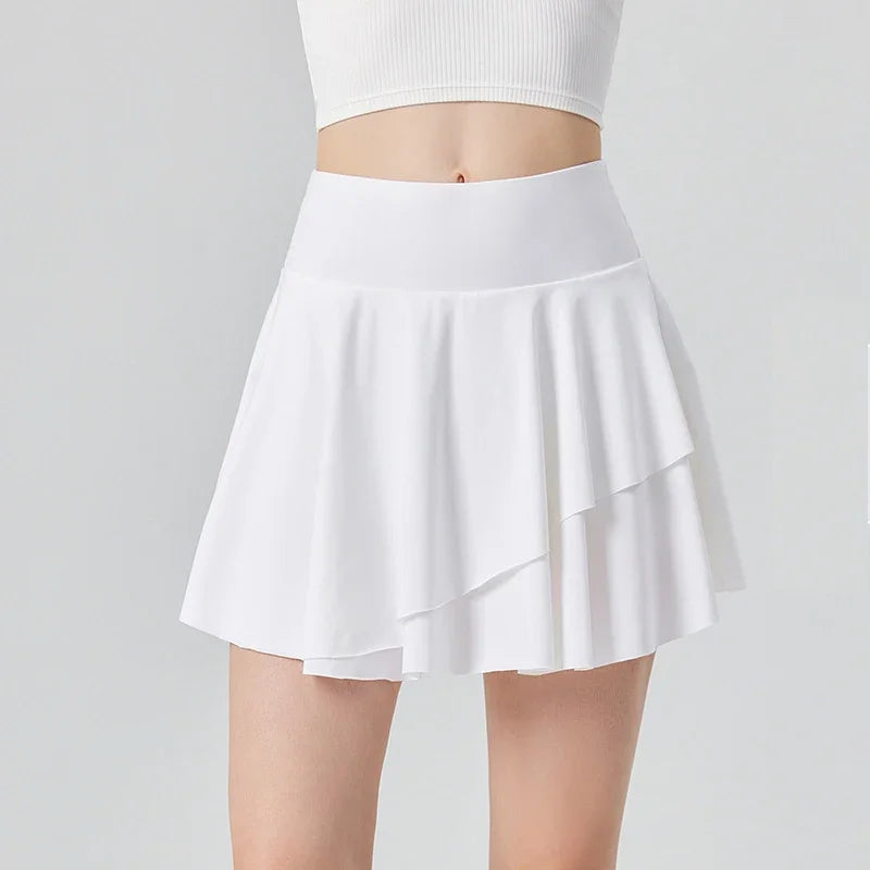 Pockets Tennis Skirt Soft Cool Fabric Golf Skort Flare Layer Golf Shorts Skirts Soft Tennis Skirts Sports Two Layer