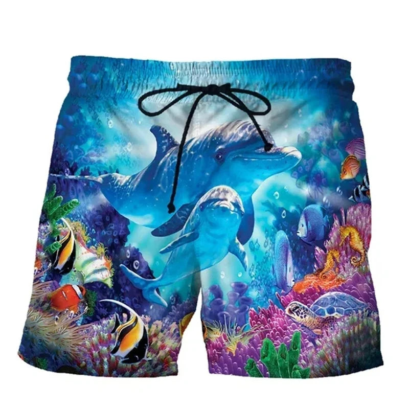 Animal Dolphin 3D Print Beach Shorts Streetwear Men's Casual Board Shorts Swimming Trunks Male Short Pants Man Swimsuit Clothing