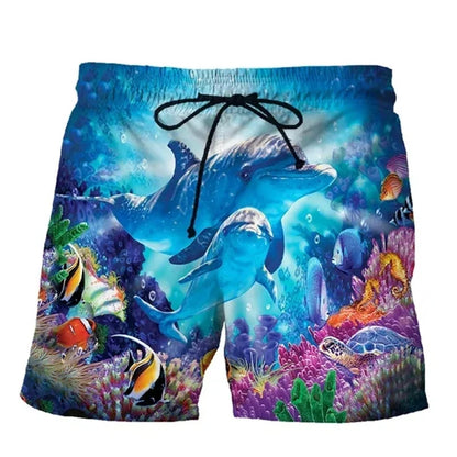 Animal Dolphin 3D Print Beach Shorts Streetwear Men's Casual Board Shorts Swimming Trunks Male Short Pants Man Swimsuit Clothing