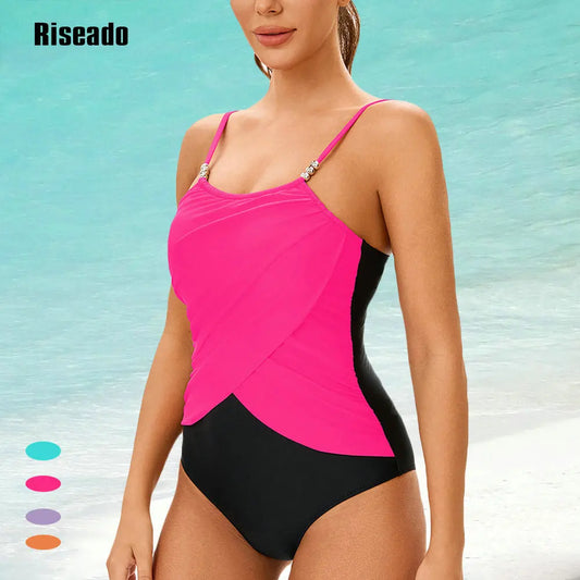Women's Swimsuit One Piece Swimwear Square Neck Tummy Control with Adjustable Spaghetti Straps