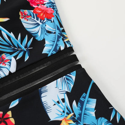 Women's Sloping Shoulder Swimwear One Piece Integrated Design Swimsuit Flower Print High Waisted Outdoor Beach Summer