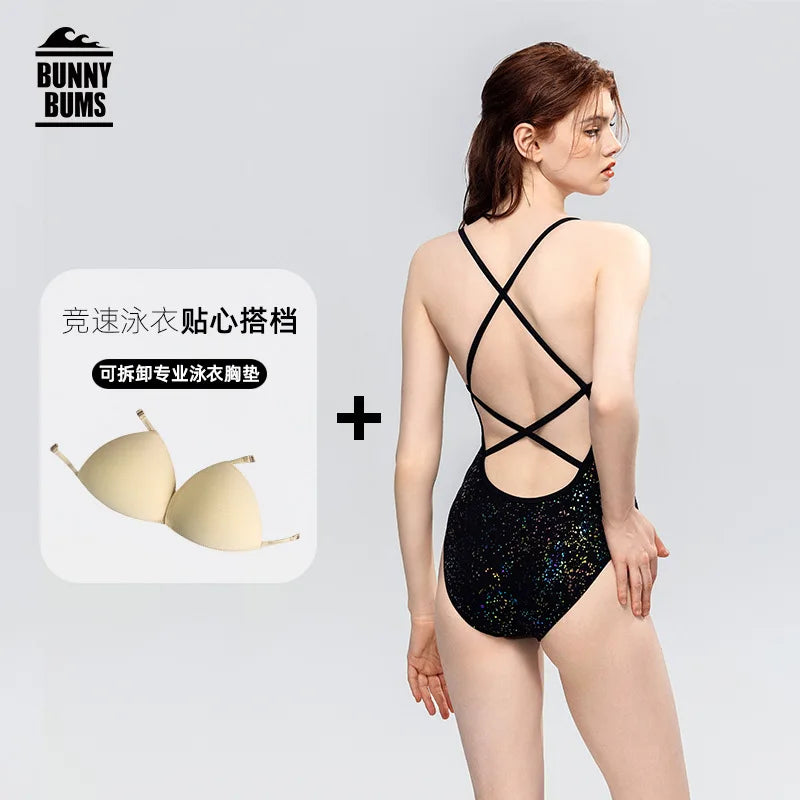 One Piece Swimsuit Women racing professional training Swimwear Swimsuit for Women Shiny Bathers