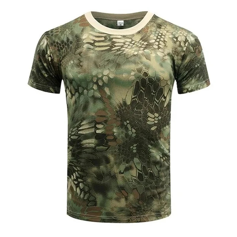 Military Camouflage Short Sleeves Men's Summer Quick Drying Sports T-shirt Outdoor Physical Training Tops Tactical T Shirts Tees