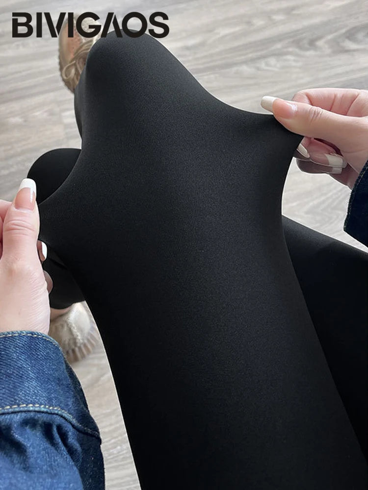BIVIGAOS Liquid Seamless Shark Leggings Pants Women Black High Waist Slim Butt Lifter Leggings Autumn Winter Fleece Warm Legging