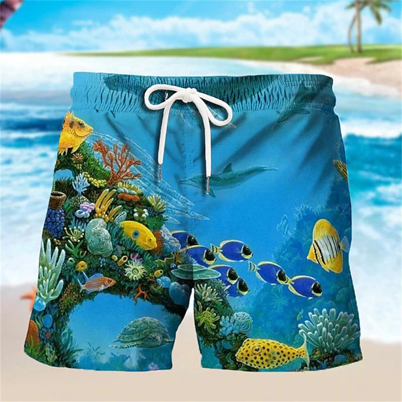 Animal Fish 3d Y2k Shorts Men Sea Creature Graphic Beach Shorts Kid Loose Casual Swimsuit Sports Pants Fashion Hawaii Swim Trunks