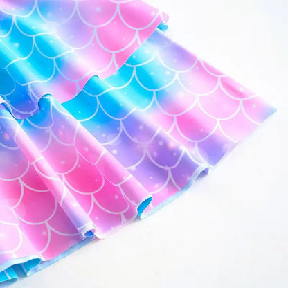 Girls Mermaid Printed Swimsuit One Piece Kids Swimwear & Beach Skirt Children Swimming Bathing Swim Suit Beachwear