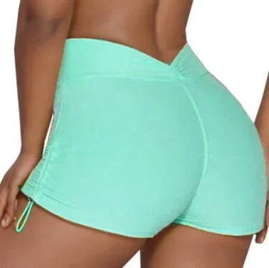 Lace V-Back shorts High waisted hip lifting yoga shorts women's nylon tight fitting shorts training sports fitness pants XP04