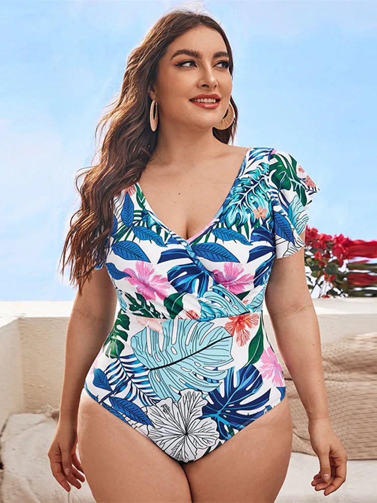 Plus Size Swimwear Women Tankini Bikini Woman Swimsuit One-Piece Bath Suit Beachwear Big Size Swimming Suit Monokini