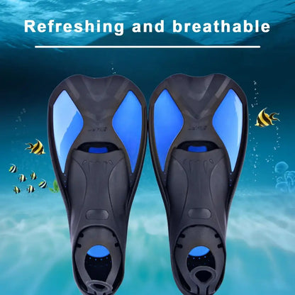 Diving Fins Swimming Training Fins Professional Snorkeling Flippers Short Blade Flippers Leg Strength Building Swimming Flippers