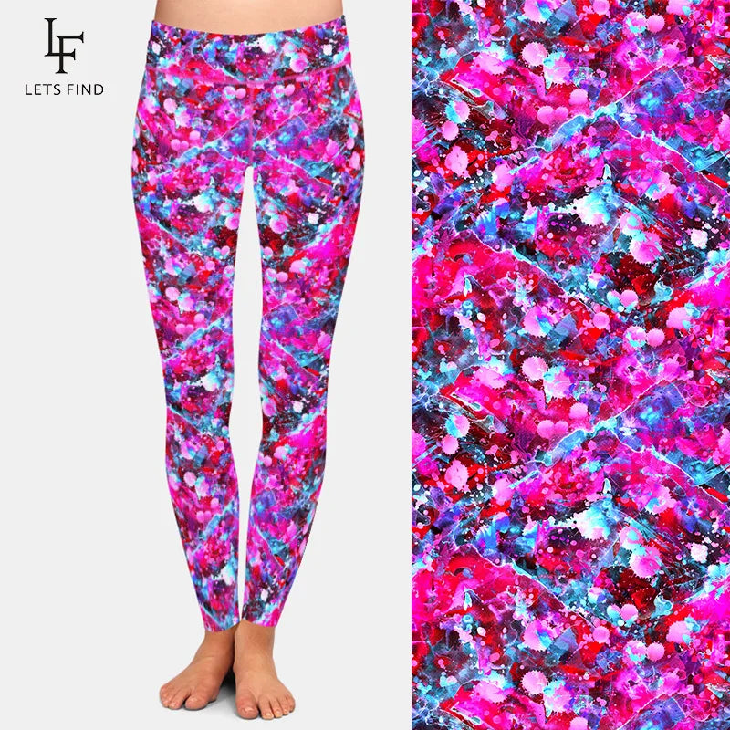 High Quality Women Warm Leggings Fashion 3D Watercolor Splatter Printing High Waist Fitness Silm Leggings