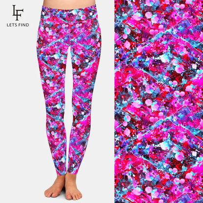 High Quality Women Warm Leggings Fashion 3D Watercolor Splatter Printing High Waist Fitness Silm Leggings