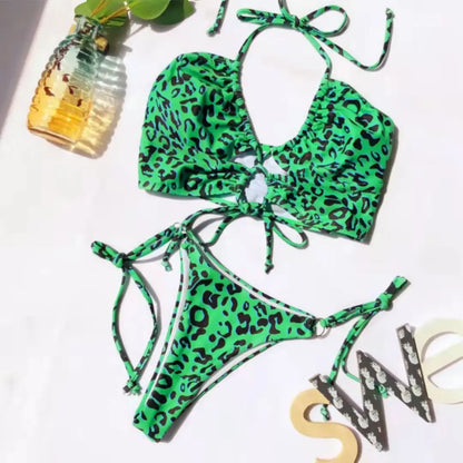 Women Sexy Pink Leopard Bikini Set Bathing Suits Swimwear Thong Swimsuit Two Pieces Swimming Suit Beachwear Brazilian Biquini
