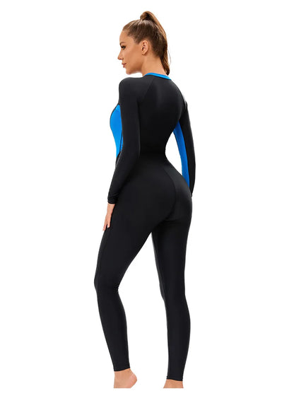 Modest Full-Coverage Swimwear Women's Islamic Long Sleeve One-Piece Swimsuit with UPF 50+  Pants