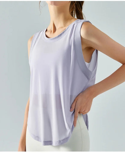 Cloud Hide Quick Dry Sports Shirts for Women XL Crop Top Breathable Plus Size Yoga T-Shirt Gym Workout Cover-up Sleeveless Vest