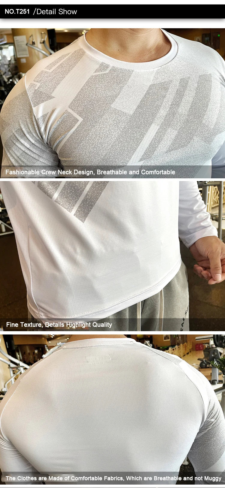 Men Fitness Compression Sport Shirt High Quality Running Long Sleeve Upper Clothing Crew Neck Sweatshirt Male Rash Guard Wicking