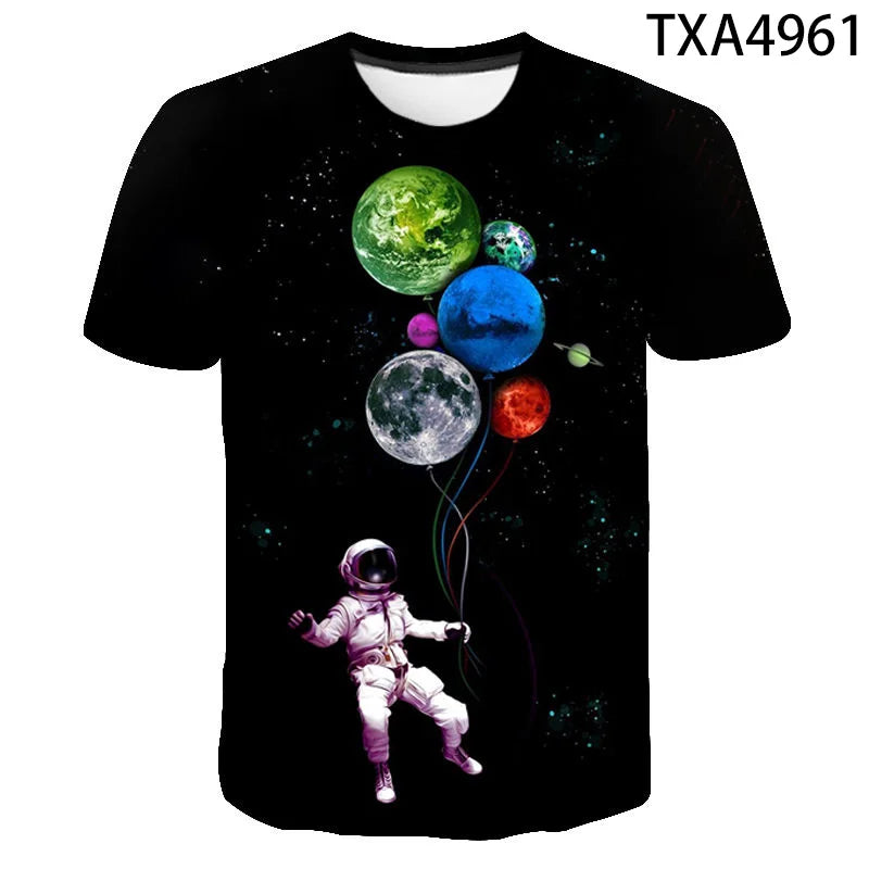Cosmic Planet Space Galaxy 3d Printing Men's Ladies Children's Casual T-shirts Starry Cool Tops Fashion Street Light Sports