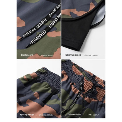Men/Women Camouflage 2-in-1 Sports Shorts, Quick Dry Anti-Chafe Running Shorts for Gym, Training, Jogging, Basketball, Marathon