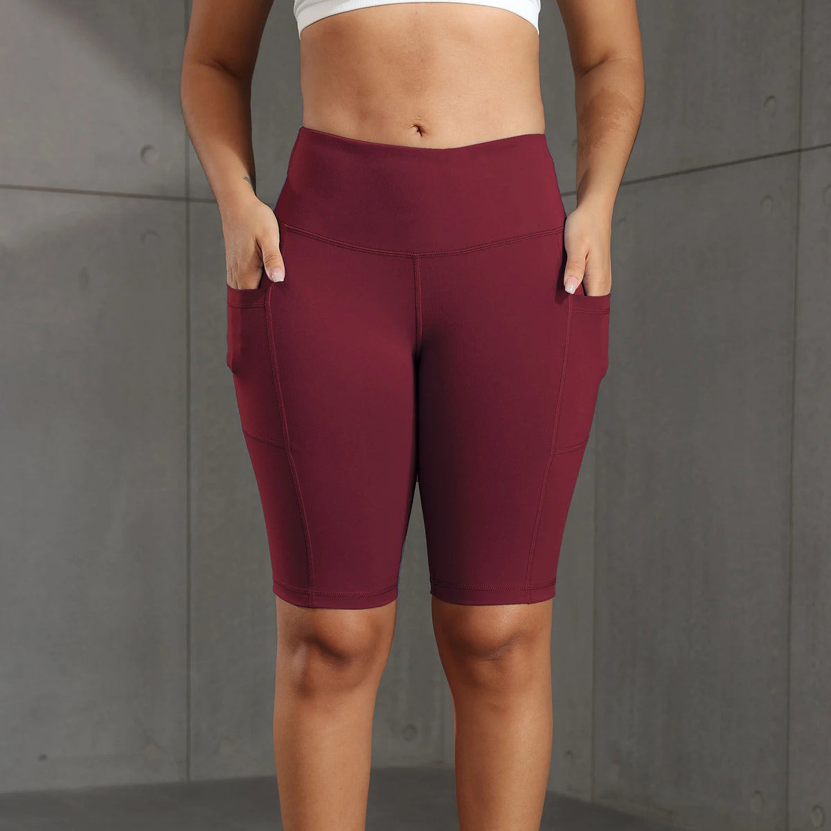Yoga Shorts with 3 Pockets for Women Tummy Control Workout Biker Tights Stretch High Waist Butt Lifting Gym Shorts Sportswear