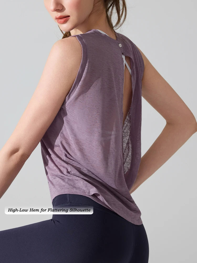 Women's Relaxed-Fit Open-Back Workout Tank Top