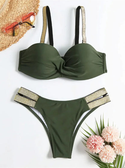 Underwired Push Up Bikini Women Swimsuit Female Swimwear Two-pieces Bikini set With Bra Cup Bather Bathing Suit Swim Beachwear