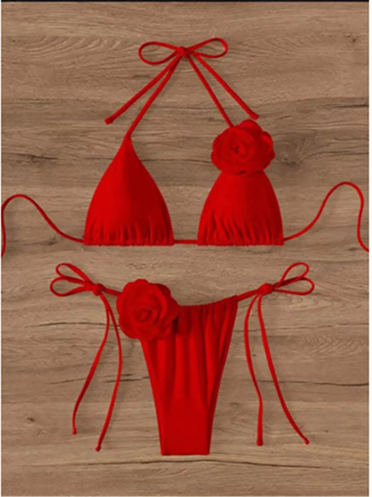 S - XL 3D Flowers Halter Strappy Bikini Women Swimwear Female Swimsuit Two-pieces Bikini set Bather Bathing Suit Swim