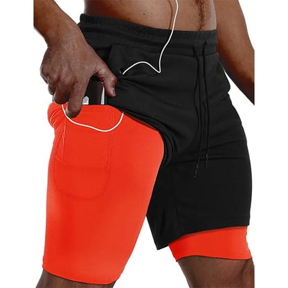 Men Sport Shorts Sportswear Double-deck Running Shorts 2 In 1 Beach Bottoms Summer Gym Fitness Training Jogging Short Pants Men