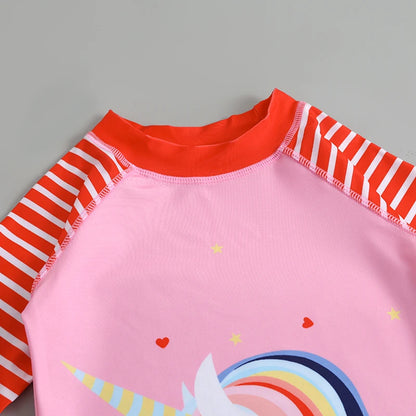 Boys Girls Cartoon Cute Swimwear Spring Summer Beach Clothing Set Sun Protection Long Sleeve Swimming Suits Kids Bathing Suit