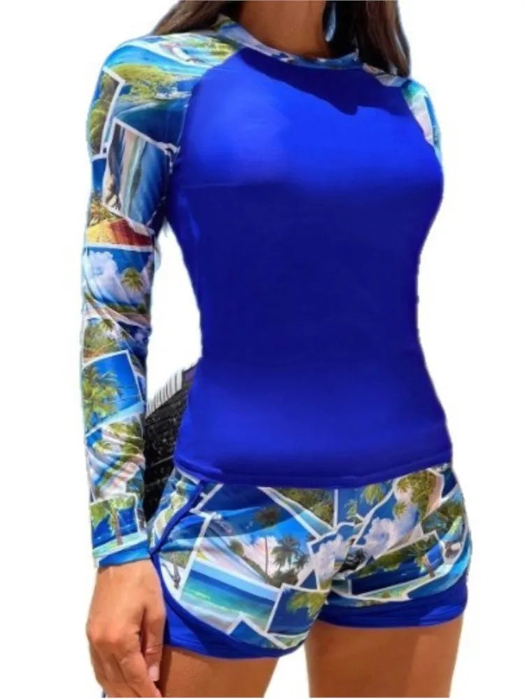 Rash Guard 2 Piece Set Swimwear Women Swimsuit Tankini Push Up Set Brazilian Bathing Suit Beachwear Two Piece Suits