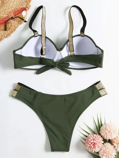 Underwired Push Up Bikini Women Swimsuit Female Swimwear Two-pieces Bikini set With Bra Cup Bather Bathing Suit Swim Beachwear