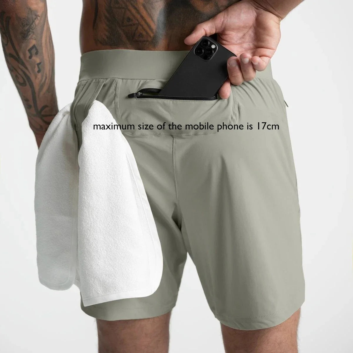 Men Quick Dry Exercise Tranning Shorts Running Fitness Basketball Sports Gym Crossfit Sweatpants with Zipper Back Phone Pouch