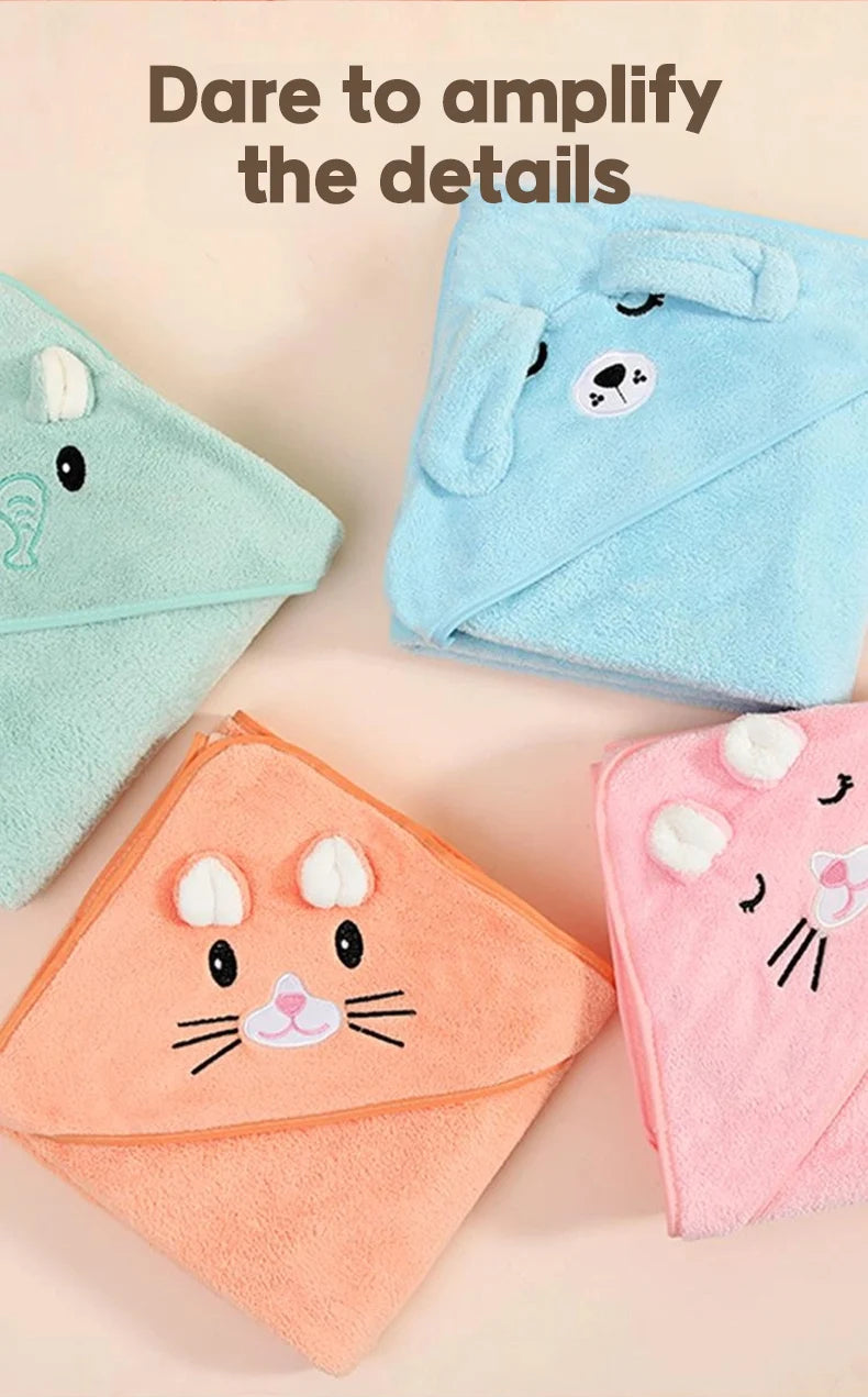 Cute Bath Towel for Baby Soft Absorbent Towel Newborn Swaddle Wrap Baby Blankets for Girls Boys