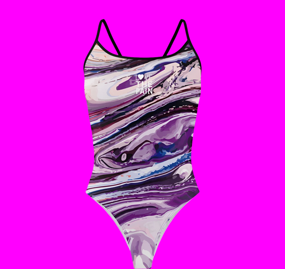 Black, Pink, Purple Love The Pain One Piece Swimsuit Women Swimwear