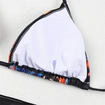 3 Pieces Bikini With Beach Skirt Butterfly Print String Bathing Suit Women Swimwear Female Swimming Swimsuit