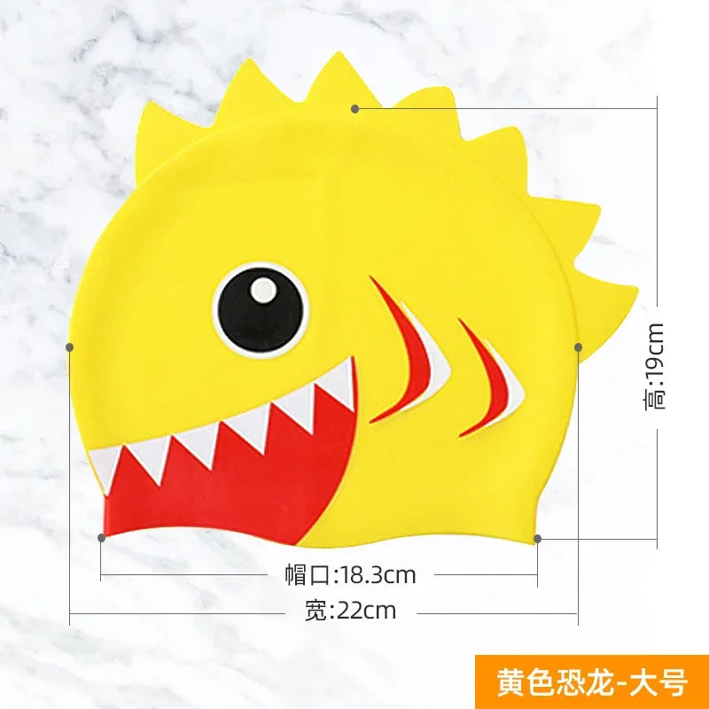 Cartoon Cute Fish Shark Silicone Swimming Cap for Children Protect Ears Swim Hat for Boys Girls Kids Swimming Pool Accessories