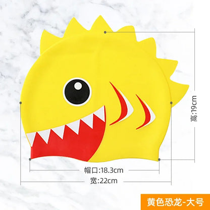 Cartoon Cute Fish Shark Silicone Swimming Cap for Children Protect Ears Swim Hat for Boys Girls Kids Swimming Pool Accessories