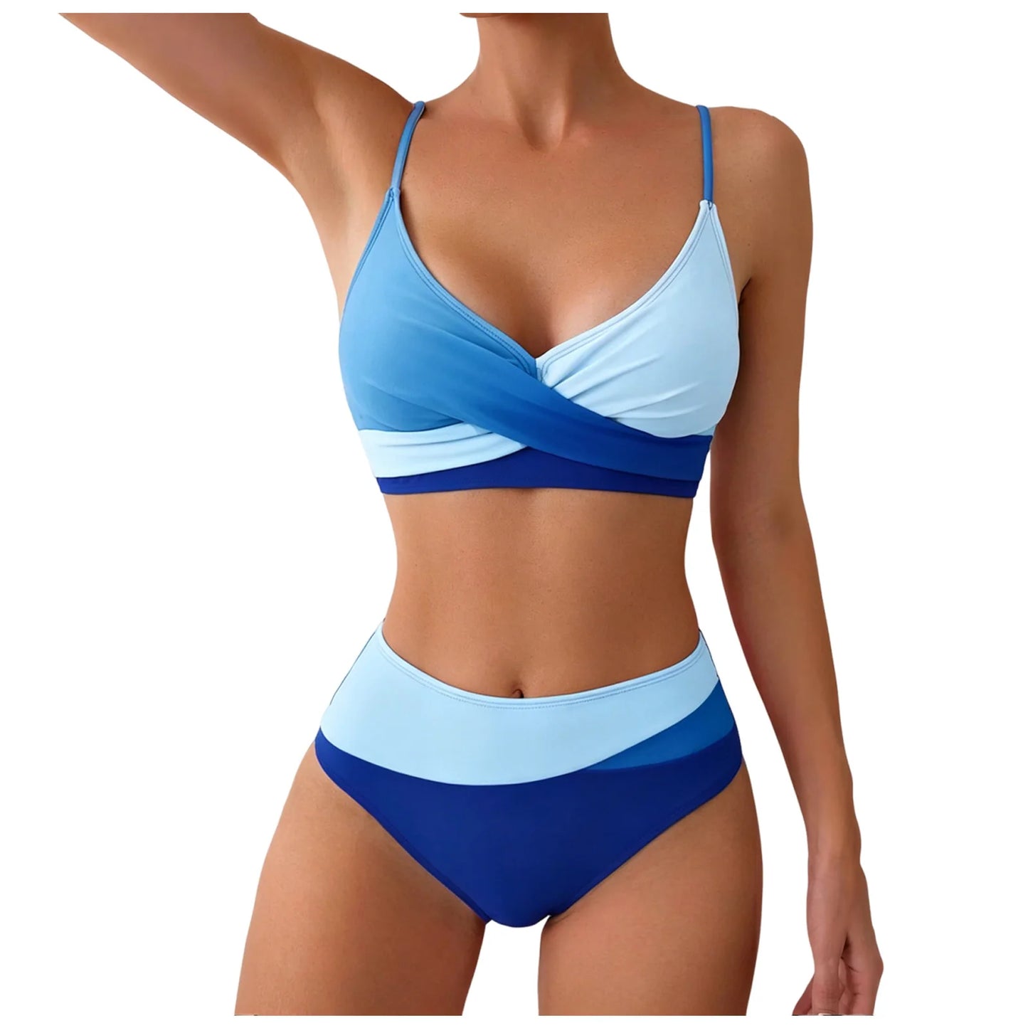 Bikini Set Women's 2 Piece Swimwear Cross Ruched Swimsuit High Waisted Push Up Bikinis Summer Beach Vacation Ladies Bathing Suit