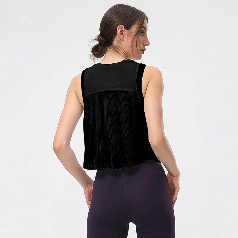Summer Women's Yoga Shirt Sexy Sleeveless Mesh T-Shirt Sport Top Cover Up Quick Dry Gym Clothes Running Fitness Sportswear