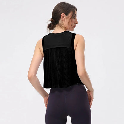 Summer Women's Yoga Shirt Sexy Sleeveless Mesh T-Shirt Sport Top Cover Up Quick Dry Gym Clothes Running Fitness Sportswear