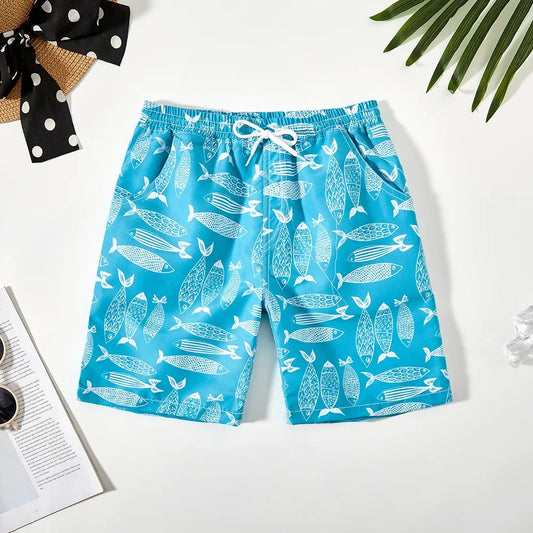 5-14Years Boys Cartoon Swimming Trunks Teen Boys Soft Beach Pants Holiday College Children's Beach Shorts