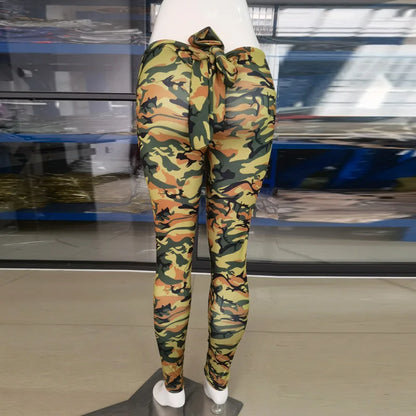 High Waist Bowknot Leggings Butterfly Print Yoga Pants Bandage Tights for Women Push Up Exercise Fitness Workout Legging