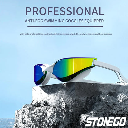 HD Anti Fog Swim Goggles Wide Angle Lens Comfortable Fit Adjustable Nose Bridge Stylish Design for Swimming Sports