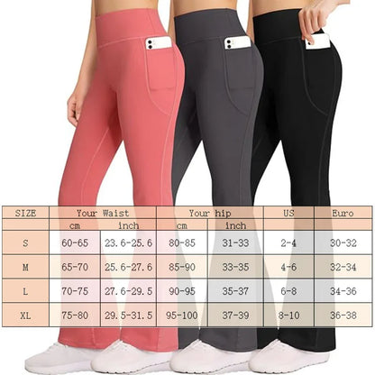 PofyBofy with Pockets Yoga Flared Pants Butt Lifting Gym High Waisted Crossover Waist Flare Leggings Bootcut Casual Yoga Pants