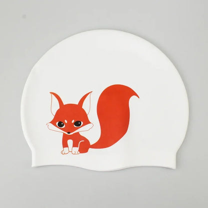 Universal Swimming Caps for Adult Children Ear Protection Silicone Swimming Cap Printing Cute Cartoon Swim Cap Pool Accessories
