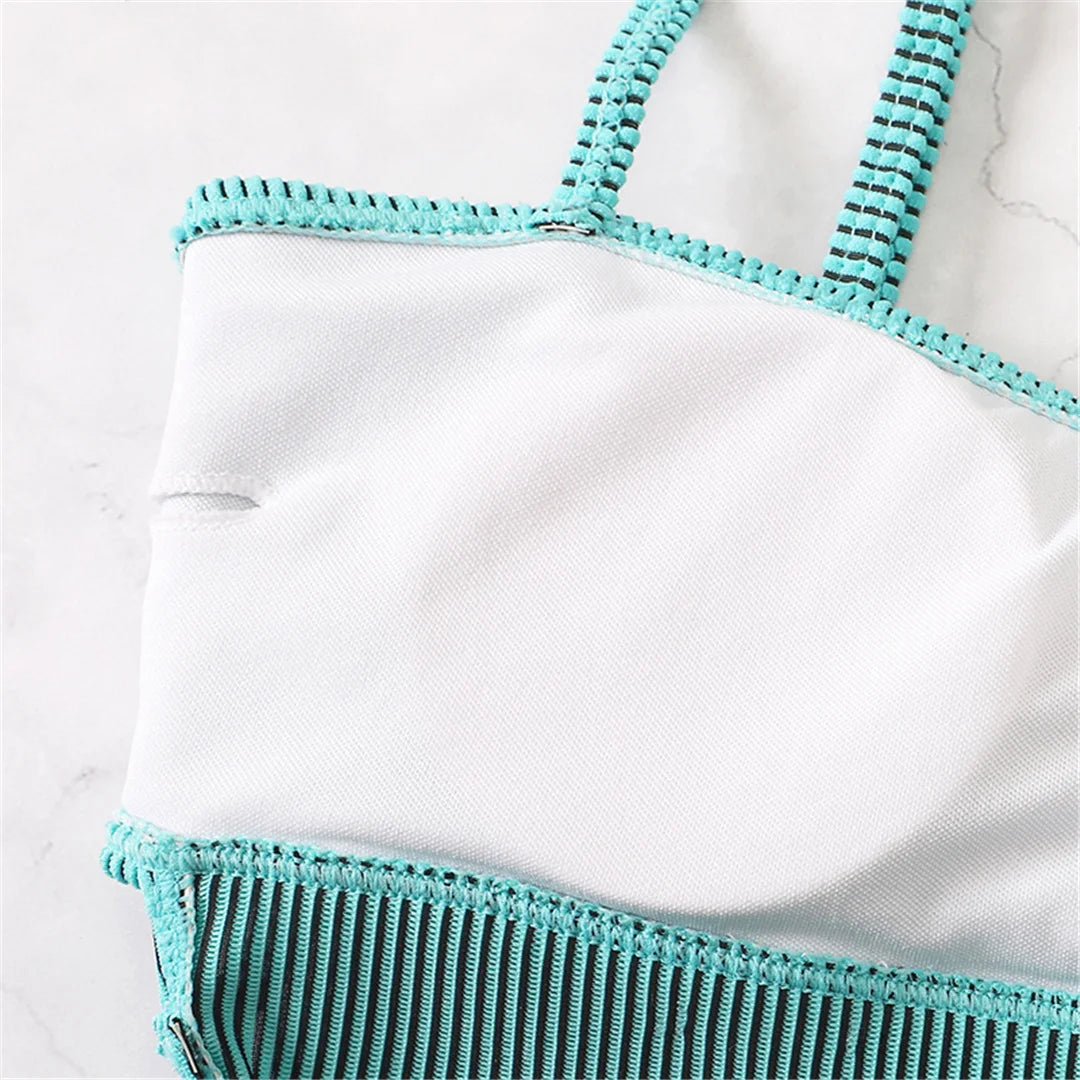 S - XL 11 Colors Ribbed Cut Out One Piece Swimsuit Women Swimwear Female High Leg Cut Padded Bather Bathing Suit Swim Lady