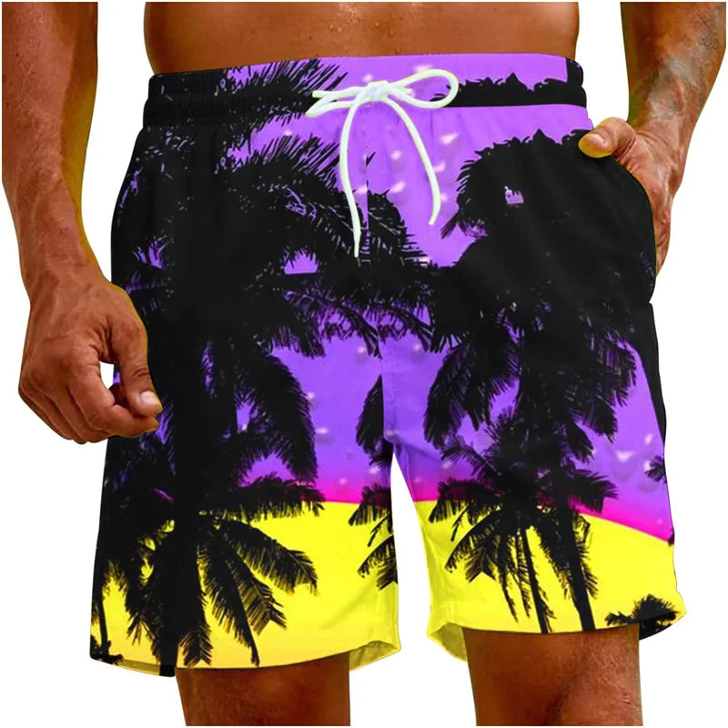 Beach Shorts For Men 3d Printing Tropical Plants Surf Board Shorts Quick Dry Summer Holiday Swimming Trunks