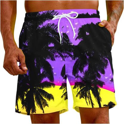 Beach Shorts For Men 3d Printing Tropical Plants Surf Board Shorts Quick Dry Summer Holiday Swimming Trunks